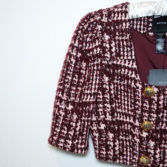 NWT Smythe DB Jacket Cropped in Plum Boucl - Picture 8 of 15